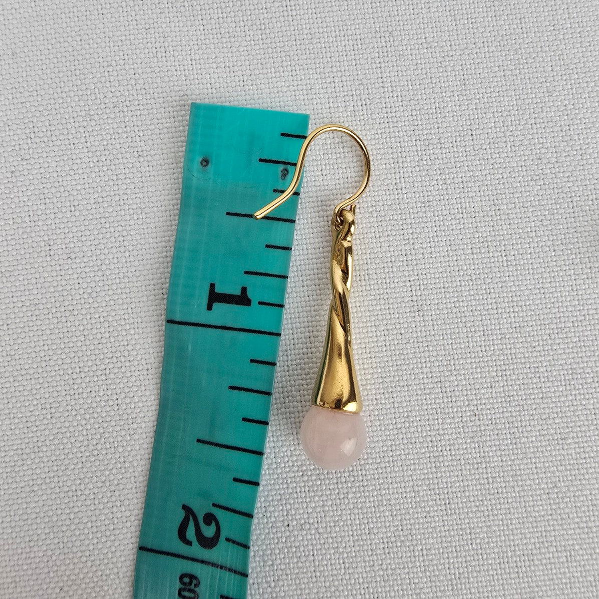 Vintage Gold Tone Rose Quartz Drop Pendant Necklace & Earrings Set