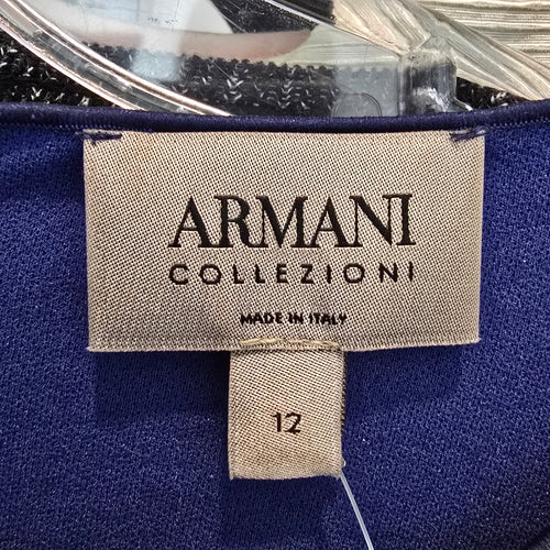 Armani Collezioni Violet Blue  Twist Front Knit Midi Dress Size 12
