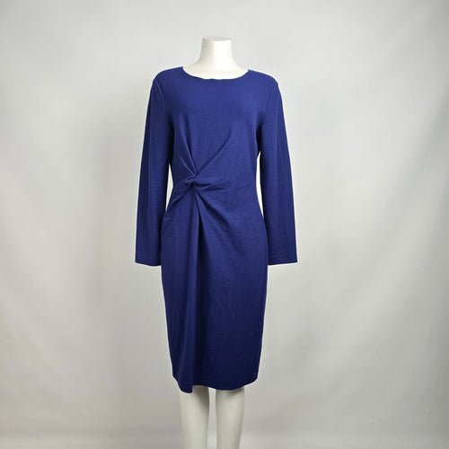 Armani Collezioni Violet Blue  Twist Front Knit Midi Dress Size 12
