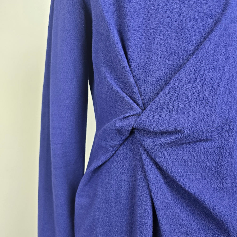 Armani Collezioni Violet Blue  Twist Front Knit Midi Dress Size 12