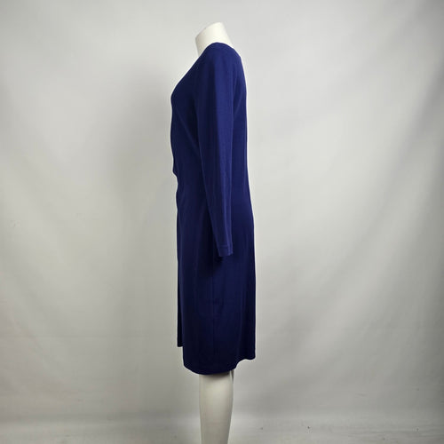 Armani Collezioni Violet Blue  Twist Front Knit Midi Dress Size 12