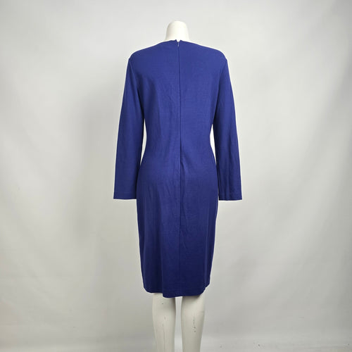 Armani Collezioni Violet Blue  Twist Front Knit Midi Dress Size 12