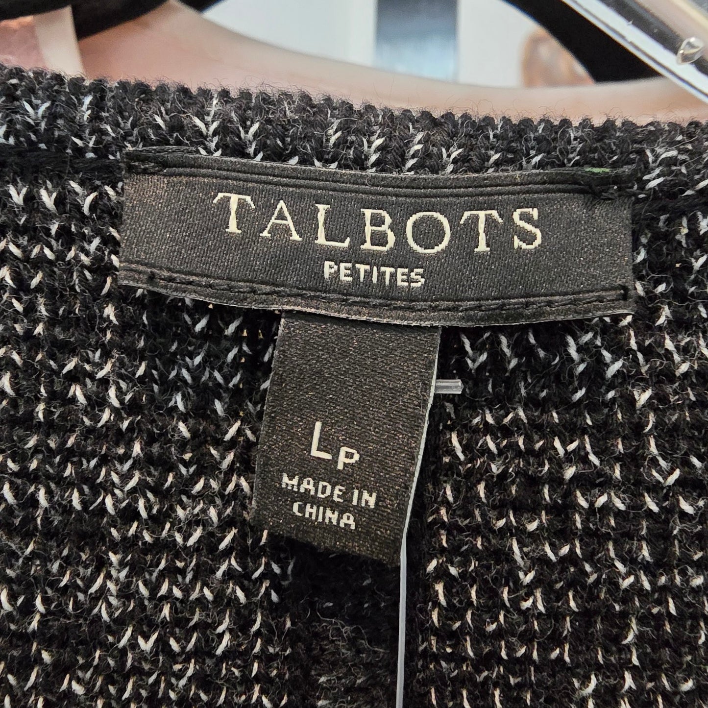 Talbots Black Marled Long Sleeve Zip Front Cardigan Size L Petite