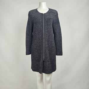 Talbots Black Marled Long Sleeve Zip Front Cardigan Size L Petite