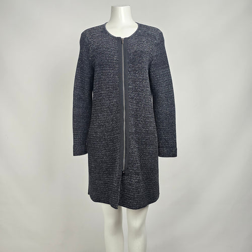 Talbots Black Marled Long Sleeve Zip Front Cardigan Size L Petite