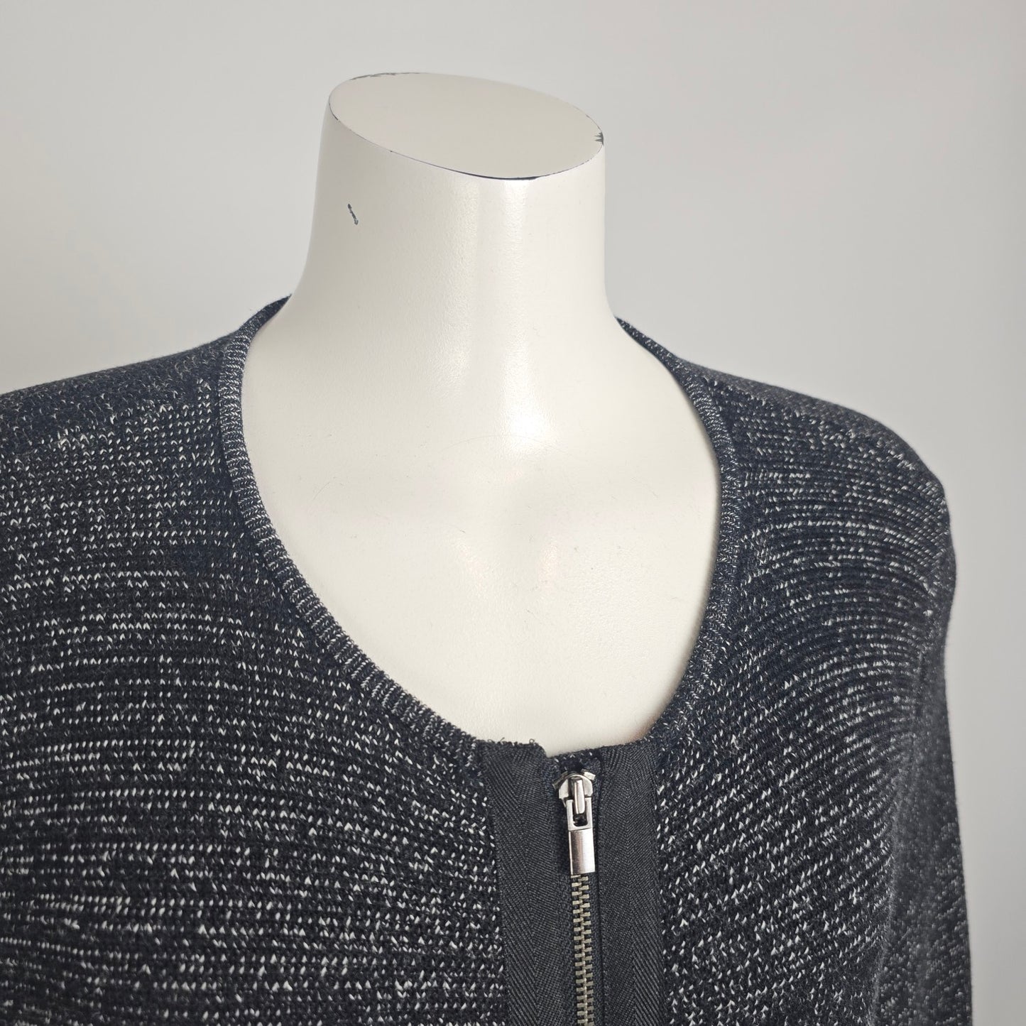 Talbots Black Marled Long Sleeve Zip Front Cardigan Size L Petite