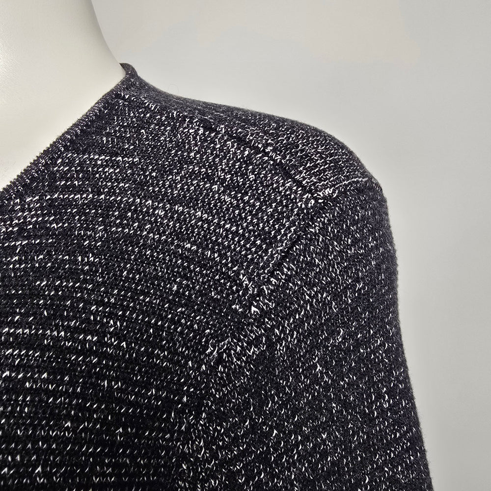 Talbots Black Marled Long Sleeve Zip Front Cardigan Size L Petite