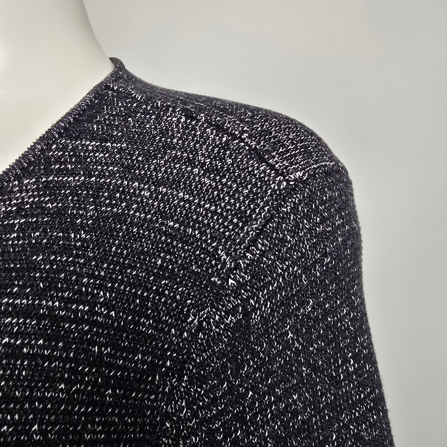 Talbots Black Marled Long Sleeve Zip Front Cardigan Size L Petite