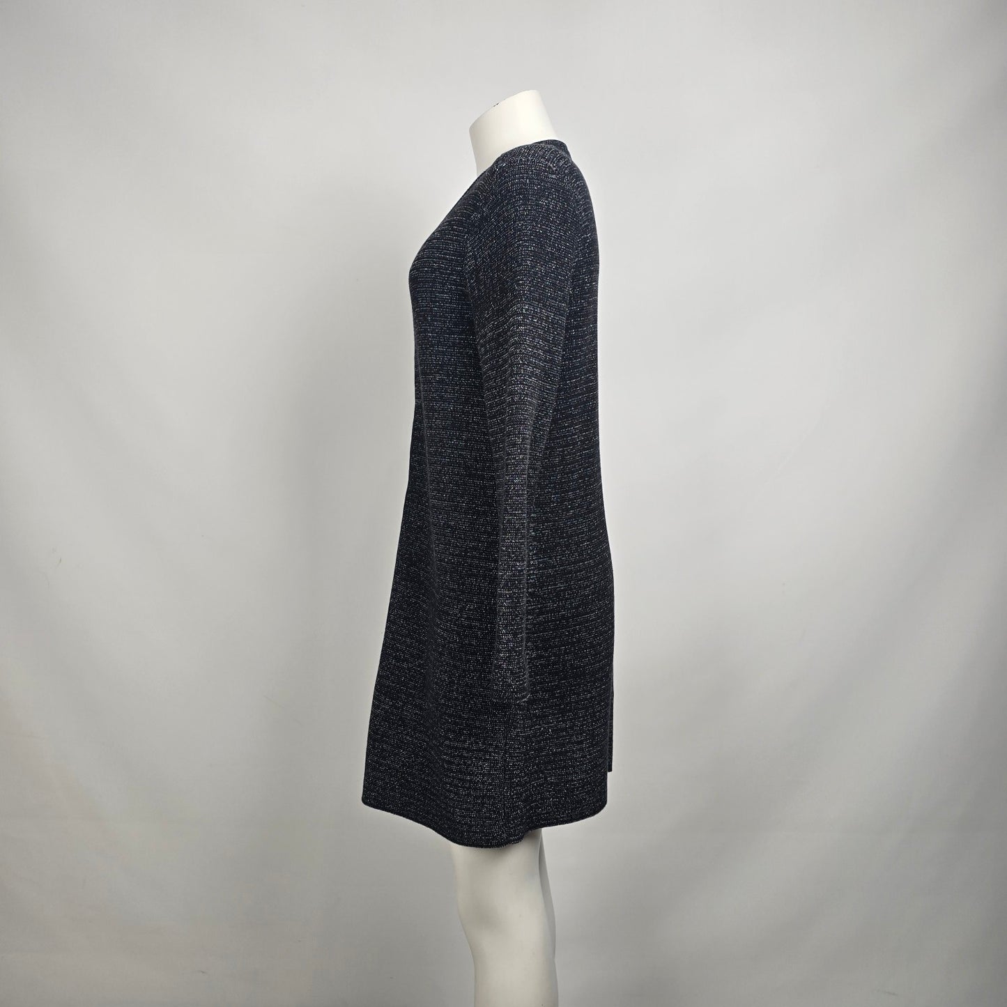 Talbots Black Marled Long Sleeve Zip Front Cardigan Size L Petite