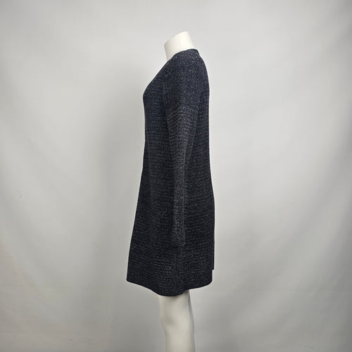 Talbots Black Marled Long Sleeve Zip Front Cardigan Size L Petite