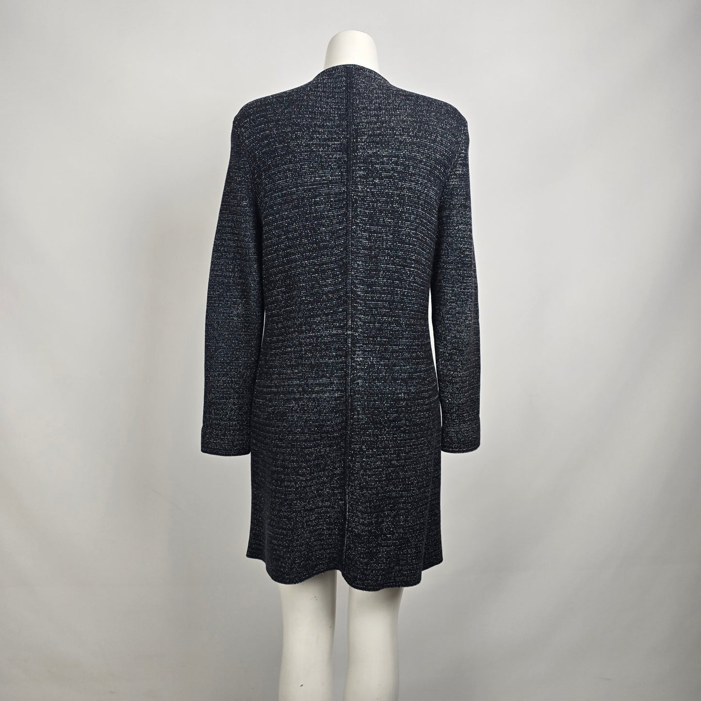 Talbots Black Marled Long Sleeve Zip Front Cardigan Size L Petite