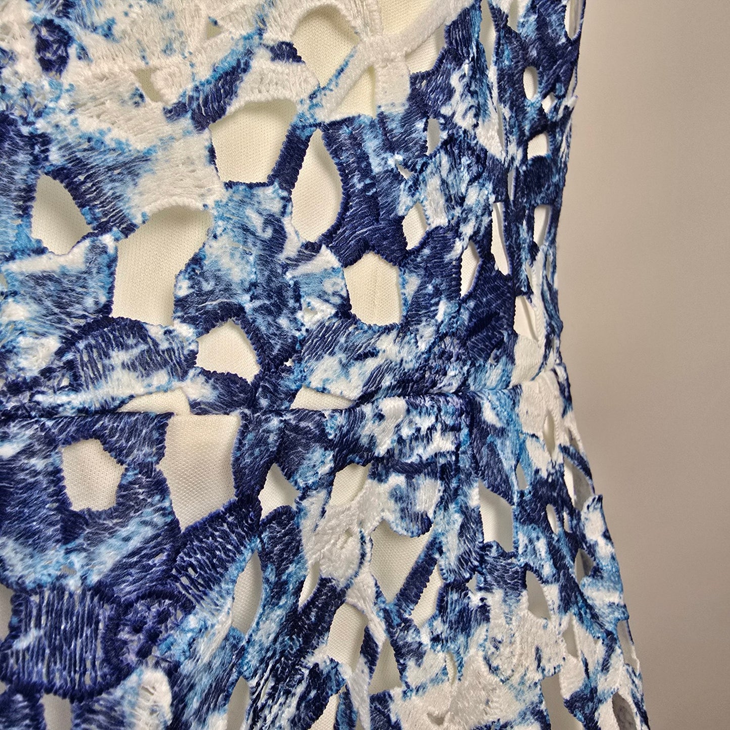 Vera Wang Blue Floral Fit & Flare Dress Size 12