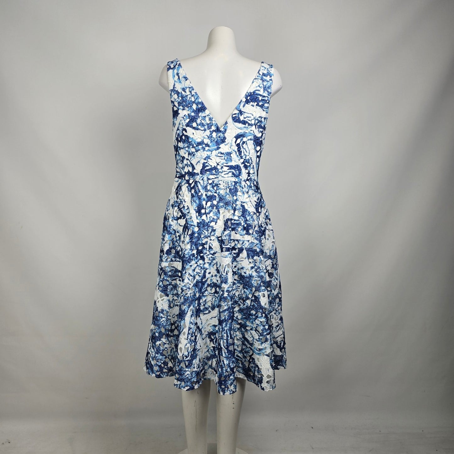 Vera Wang Blue Floral Fit & Flare Dress Size 12