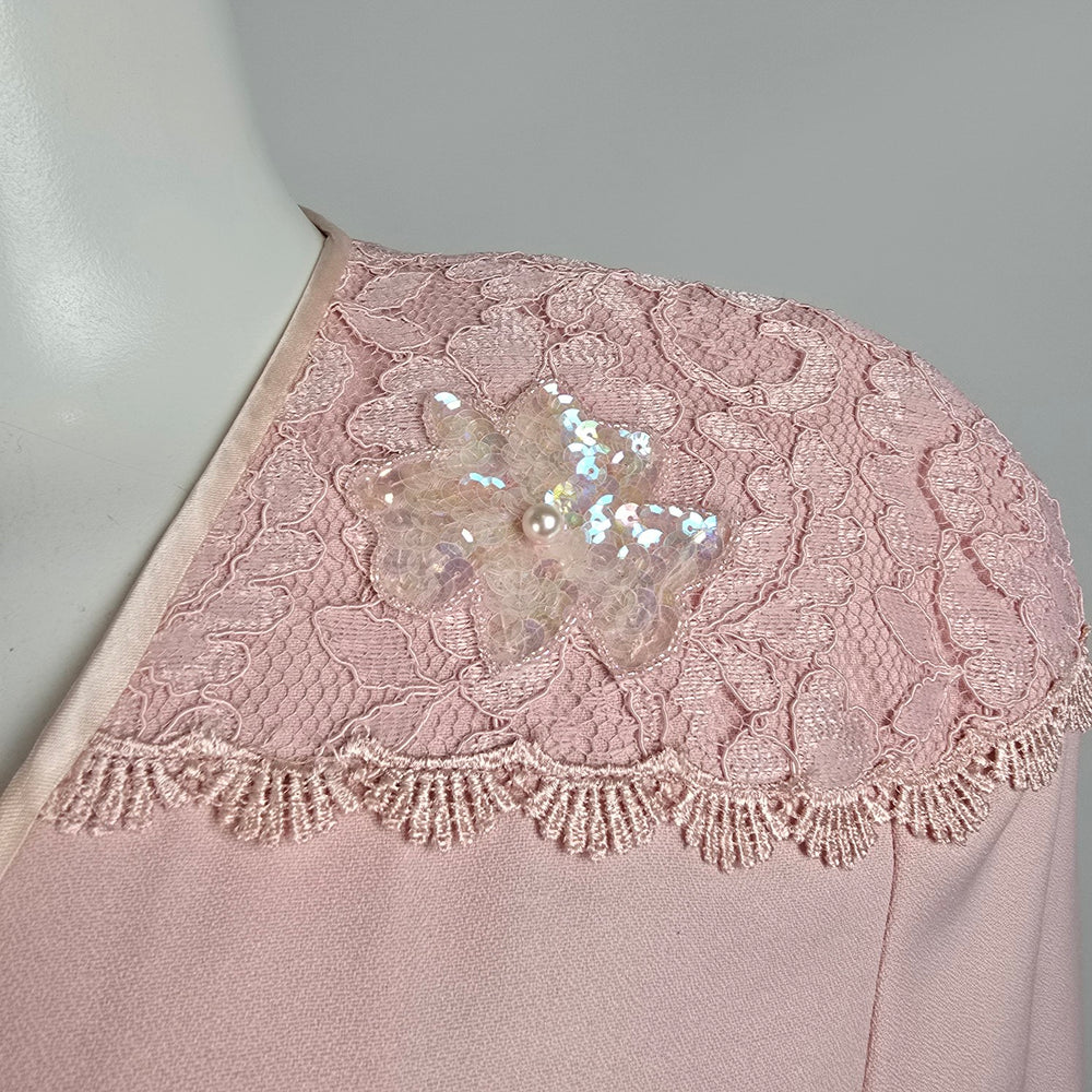 Vintage Lori Weidner Pink Button Up Midi Dress Size L