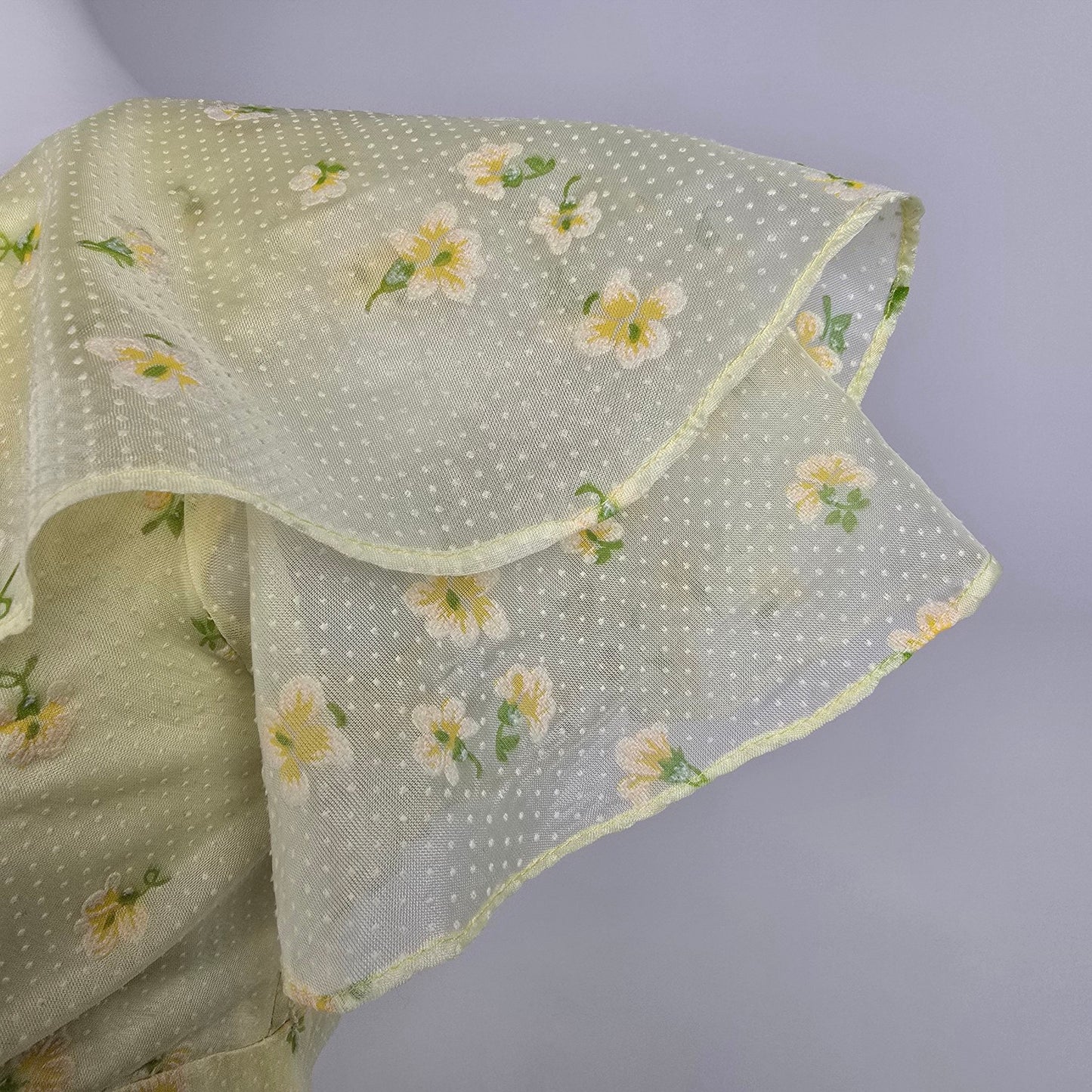 Vintage 70s Yellow Flutter Sleeve Maxi Dress Size S