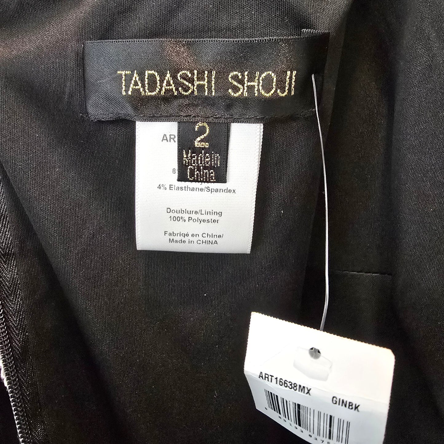 Tadashi Shoji Black & Cream Embroidered Scuba Sheath Dress Size 2