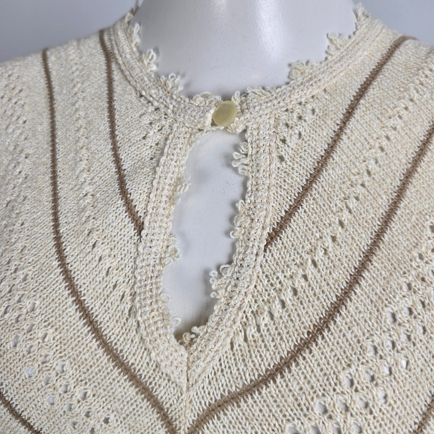 Vintage Lady Anne Cream Crochet Midi Dress Size S/M