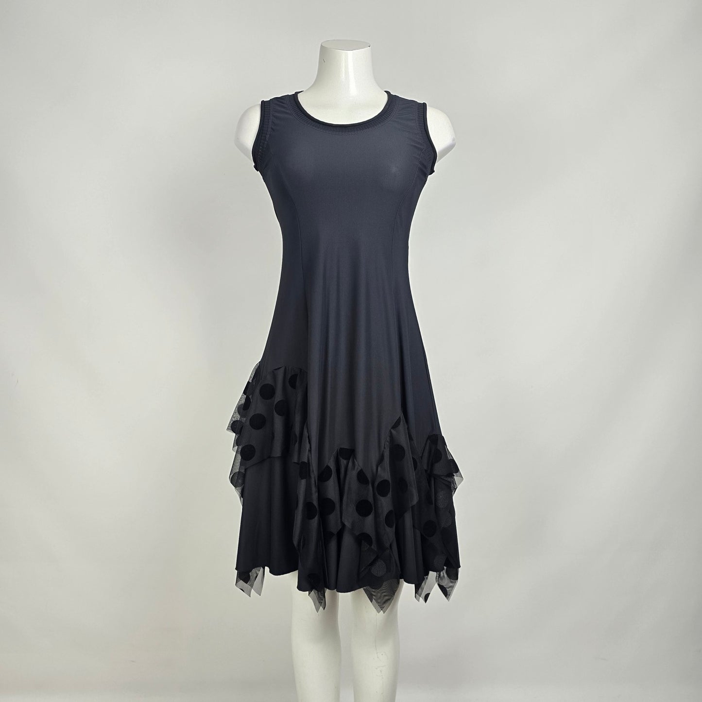 Sun Light Morillon Black Polka Dot Detail Sleeveless Dress Size 1 (S/M)