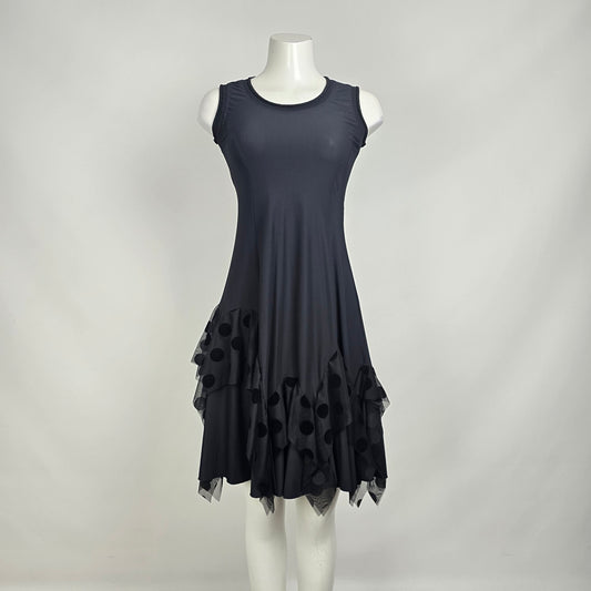 Sun Light Morillon Black Polka Dot Detail Sleeveless Dress Size 1 (S/M)
