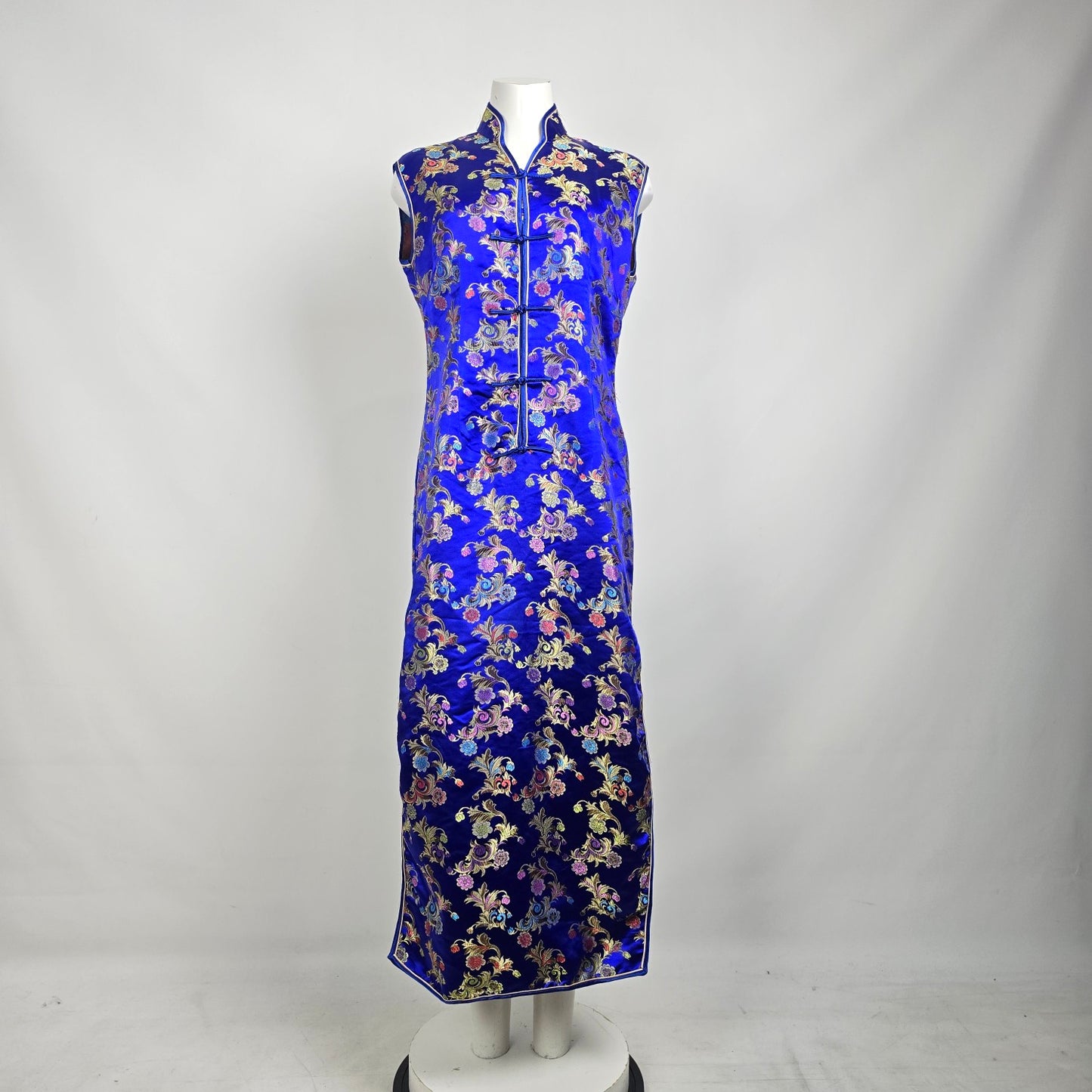 Vintage Tiang Feng Chinese Traditional Cheongsam Silk Satin Dress Size M/L