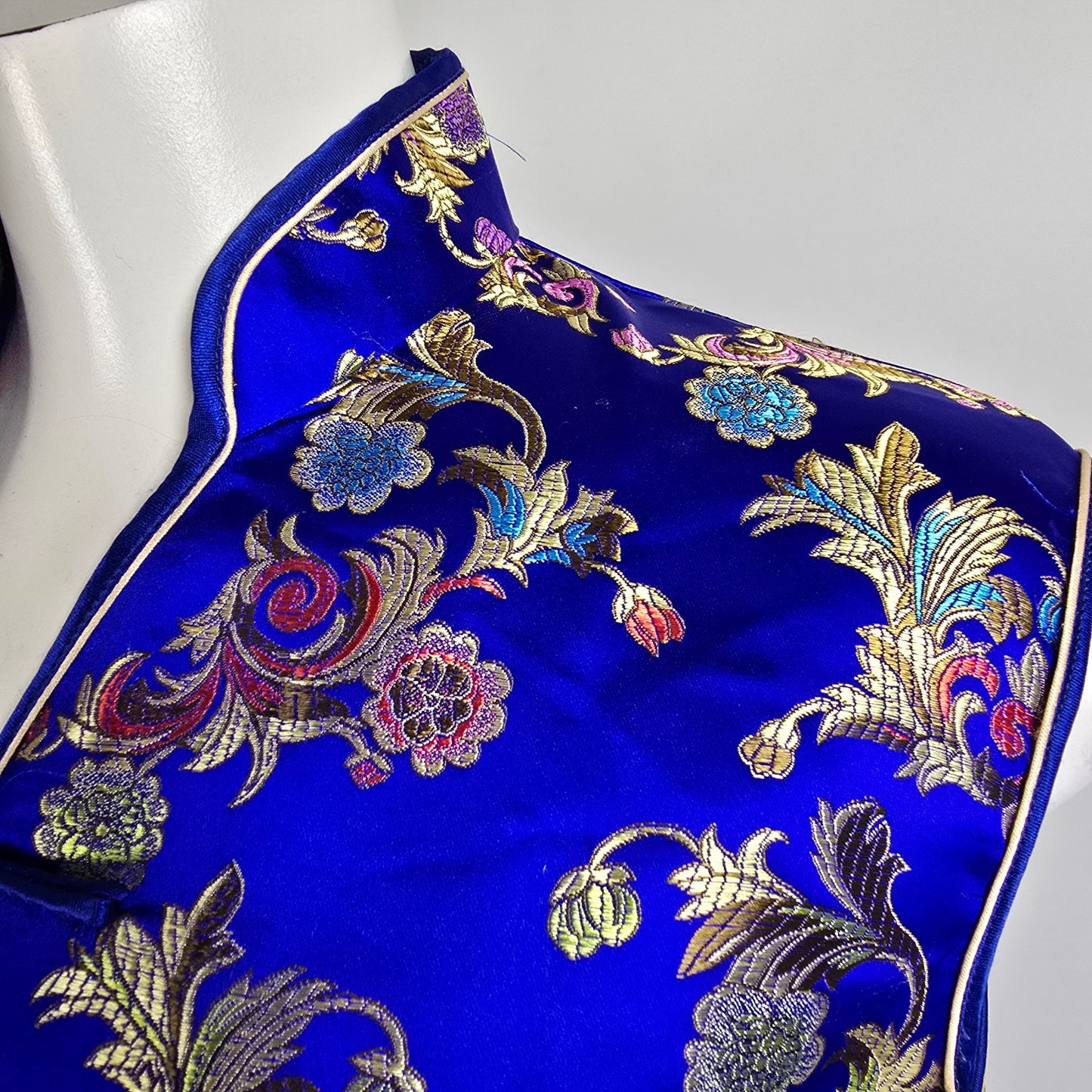 Vintage Tiang Feng Chinese Traditional Cheongsam Silk Satin Dress Size M/L