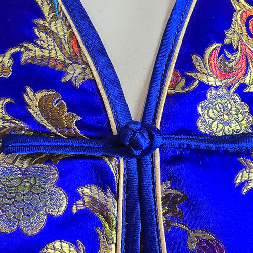 Vintage Tiang Feng Chinese Traditional Cheongsam Silk Satin Dress Size M/L