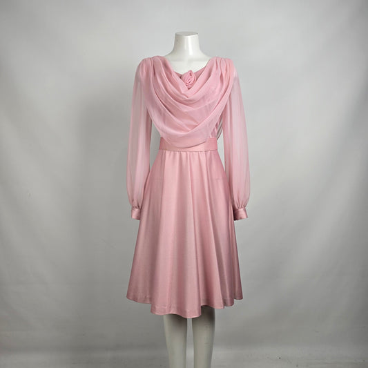 1970’s ‘Dance Originals by Zarnett Pink Belted Midi Dress Size S