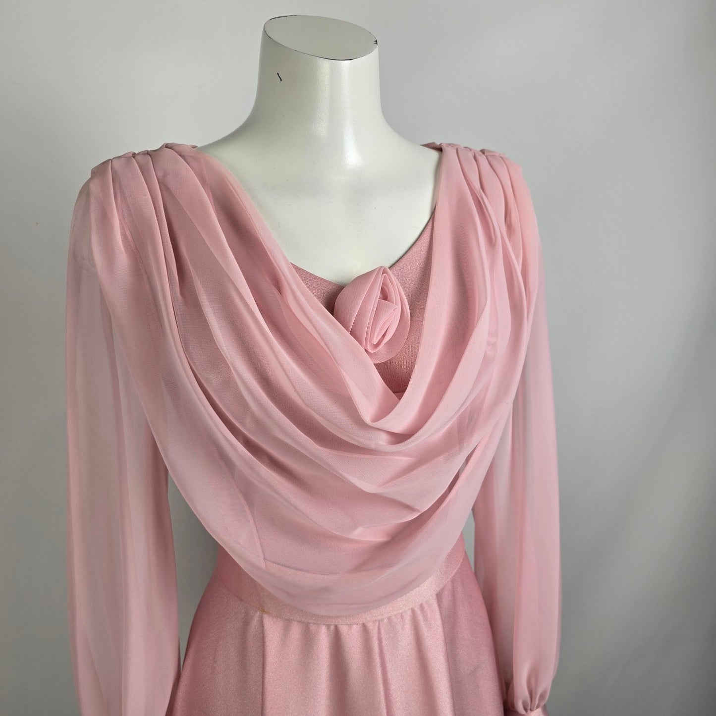 1970’s ‘Dance Originals by Zarnett Pink Belted Midi Dress Size S