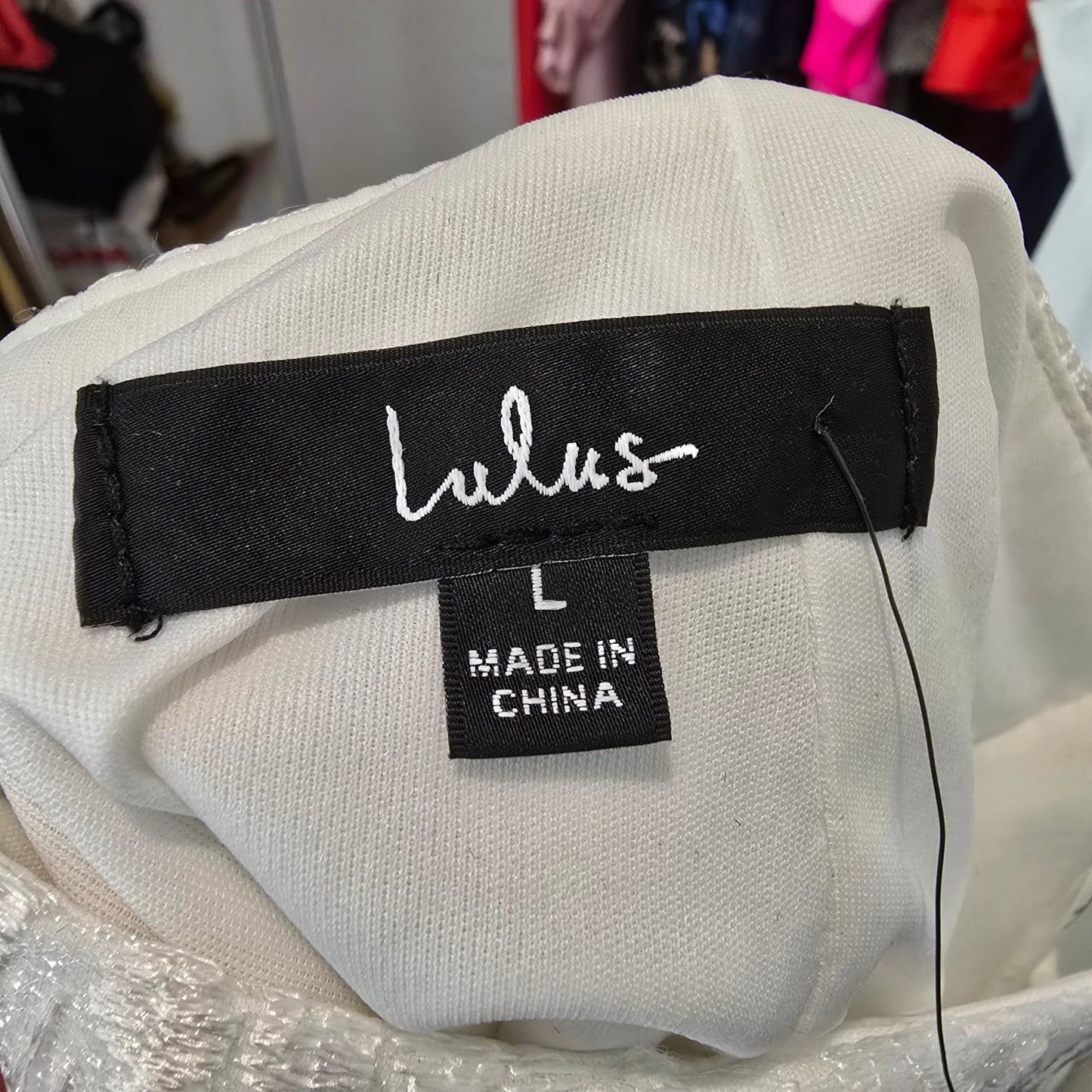 Lulus Making Magic White Fringe Lace-Up Back Mini Dress Size M/L