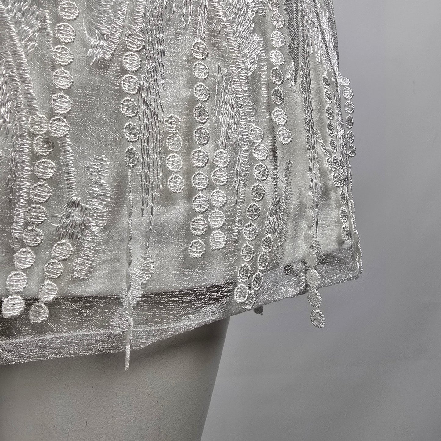 Lulus Making Magic White Fringe Lace-Up Back Mini Dress Size M/L