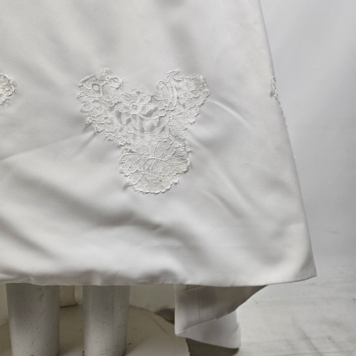 Vintage White Lace Detail Long Sleeve Wedding Dress Size XS/S