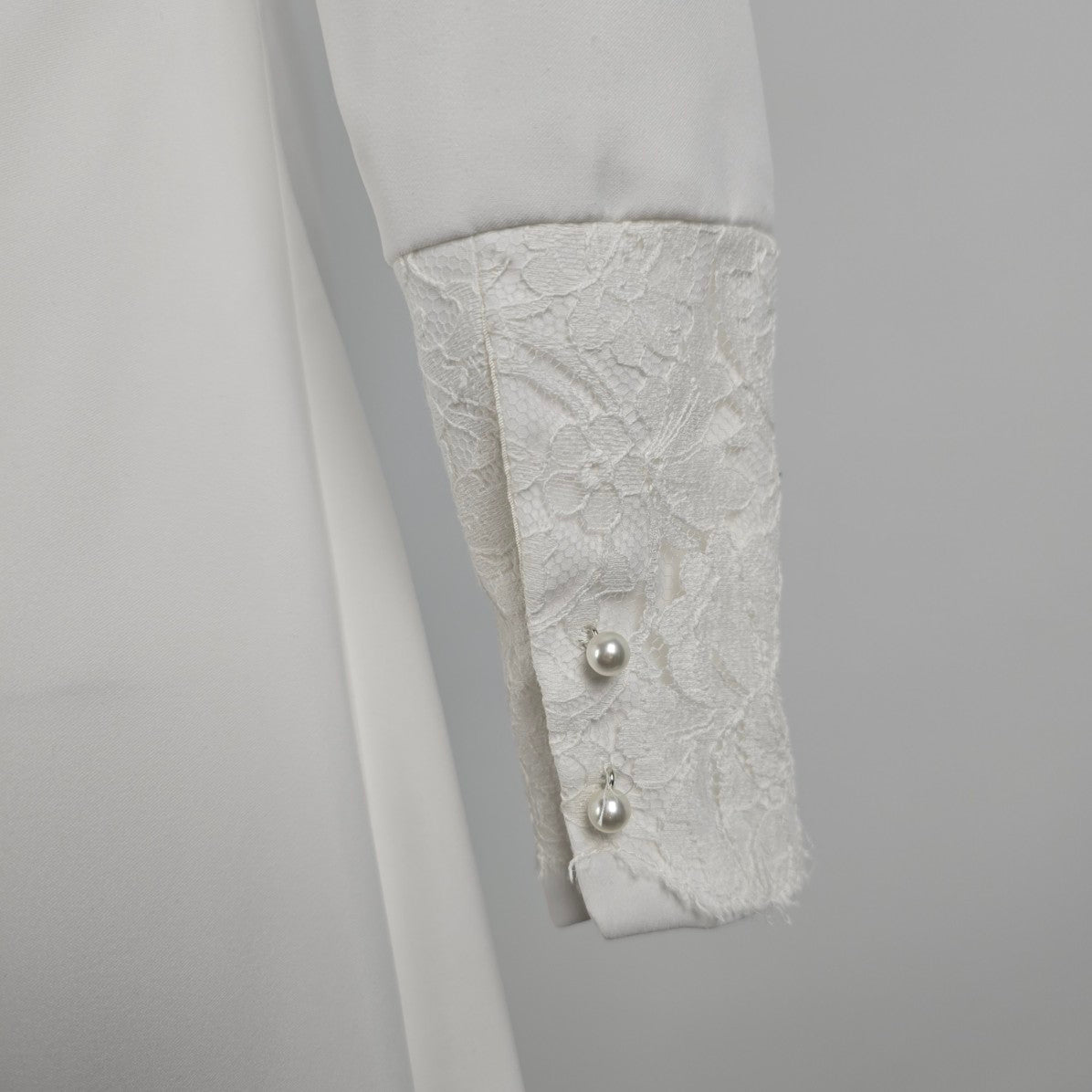 Vintage White Lace Detail Long Sleeve Wedding Dress Size XS/S