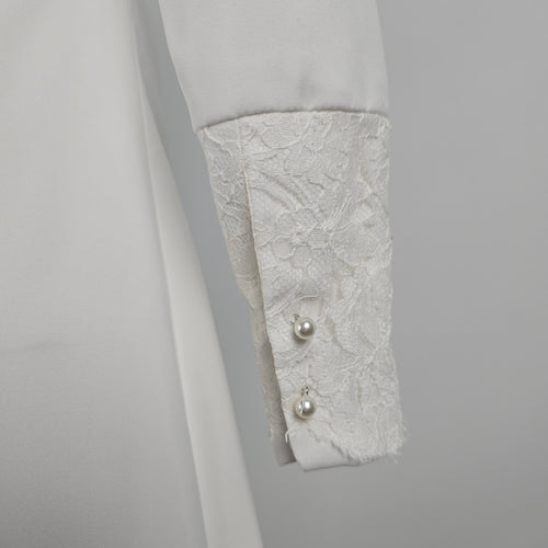Vintage White Lace Detail Long Sleeve Wedding Dress Size XS/S