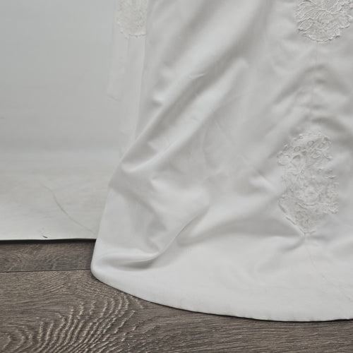 Vintage White Lace Detail Long Sleeve Wedding Dress Size XS/S