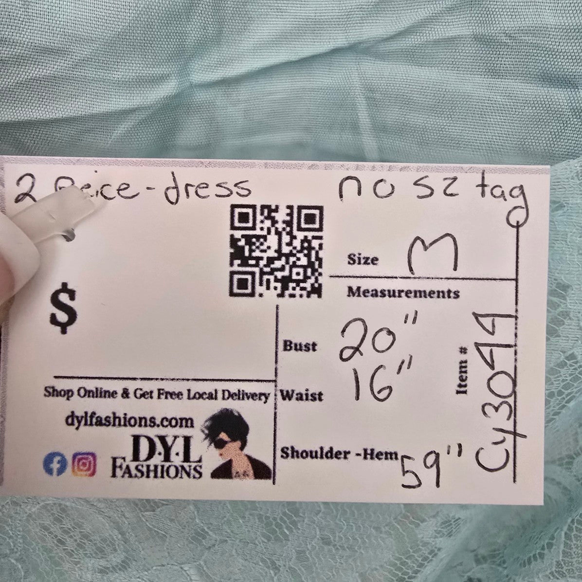 Vintage Blue Lace Pleated Maxi Dress & Cropped Lace Jacket Size M