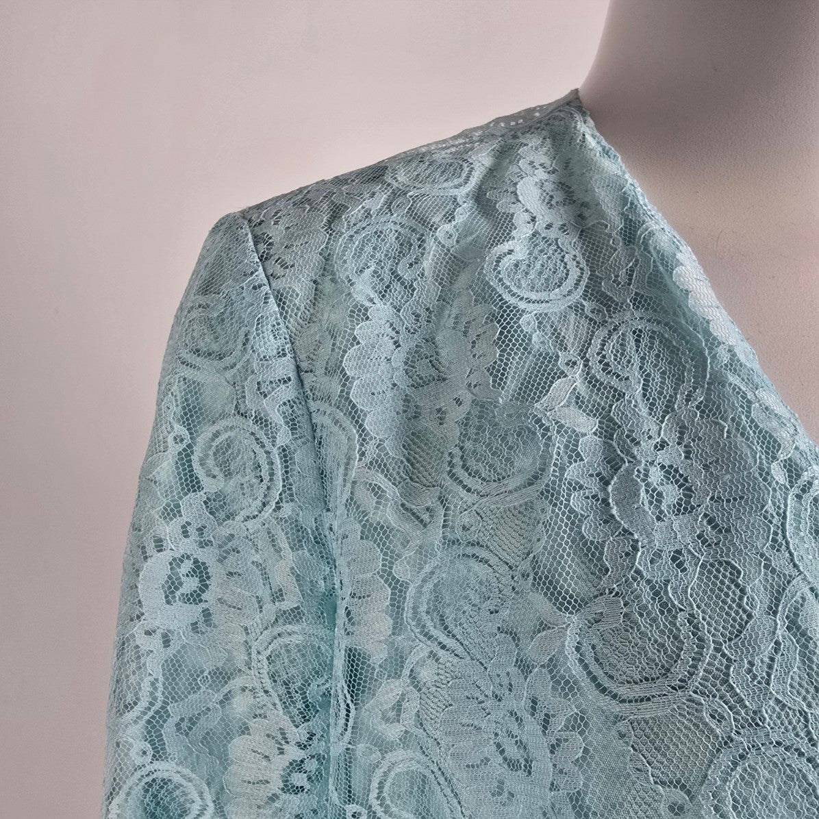 Vintage Blue Lace Pleated Maxi Dress & Cropped Lace Jacket Size M