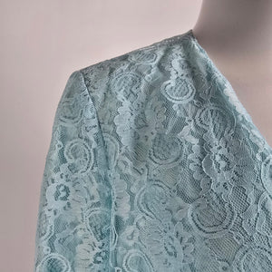 Vintage Blue Lace Pleated Maxi Dress & Cropped Lace Jacket Size M