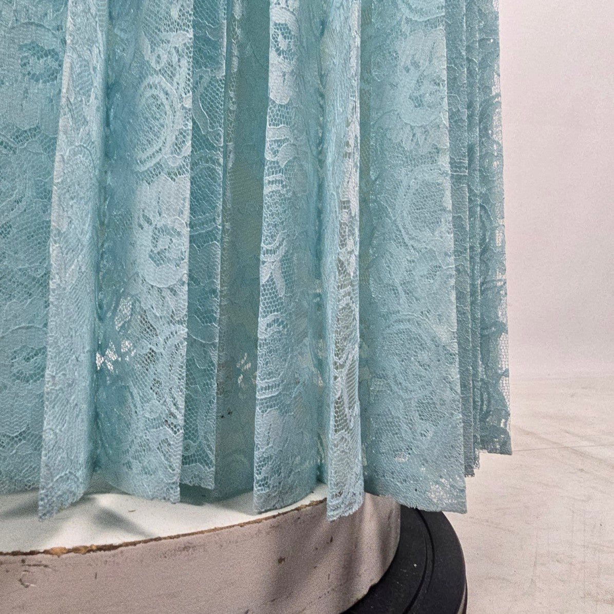 Vintage Blue Lace Pleated Maxi Dress & Cropped Lace Jacket Size M