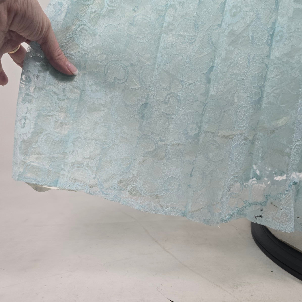 Vintage Blue Lace Pleated Maxi Dress & Cropped Lace Jacket Size M