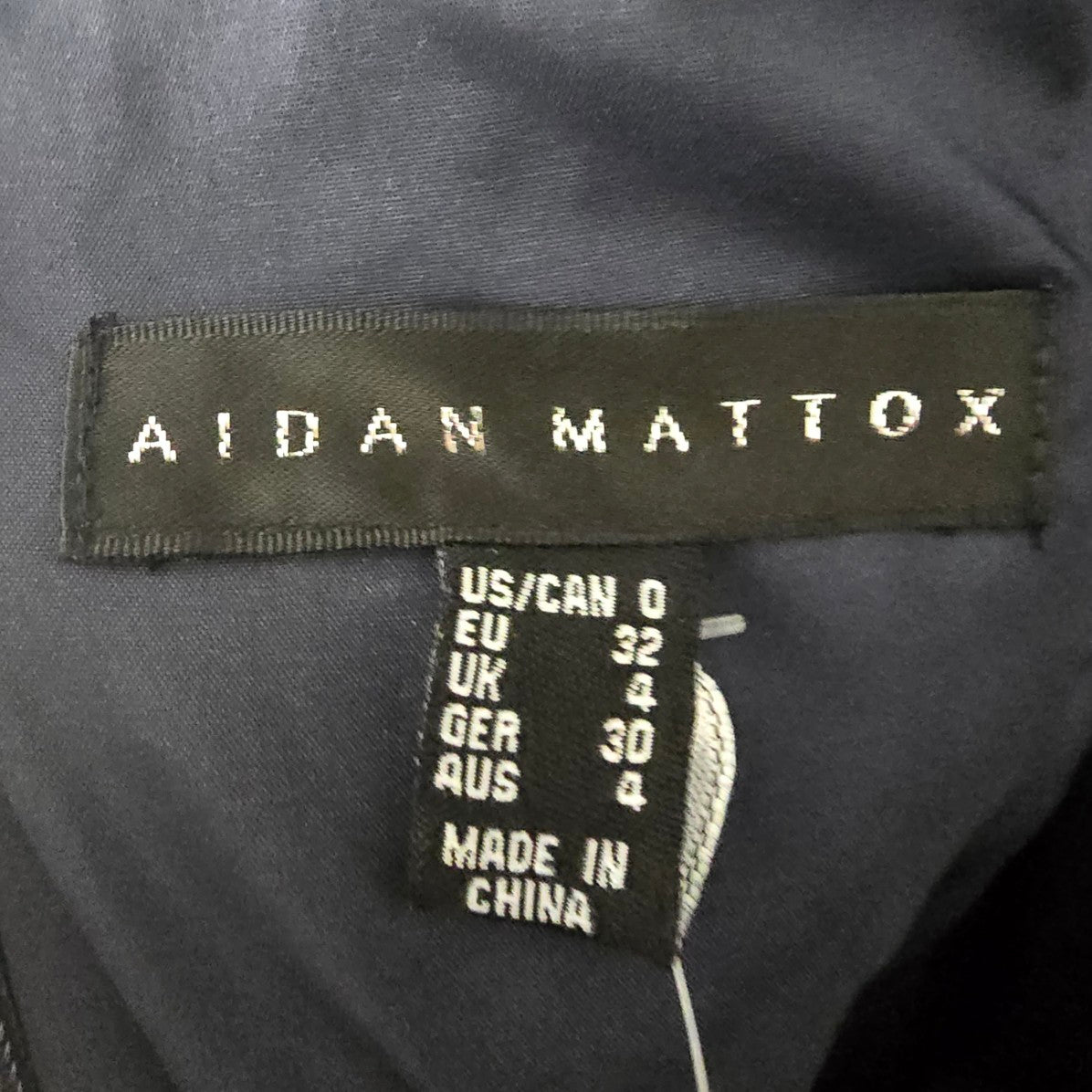 Aidan Mattox Black Navy Blue Metallic Fit & Flare Dress Size 0