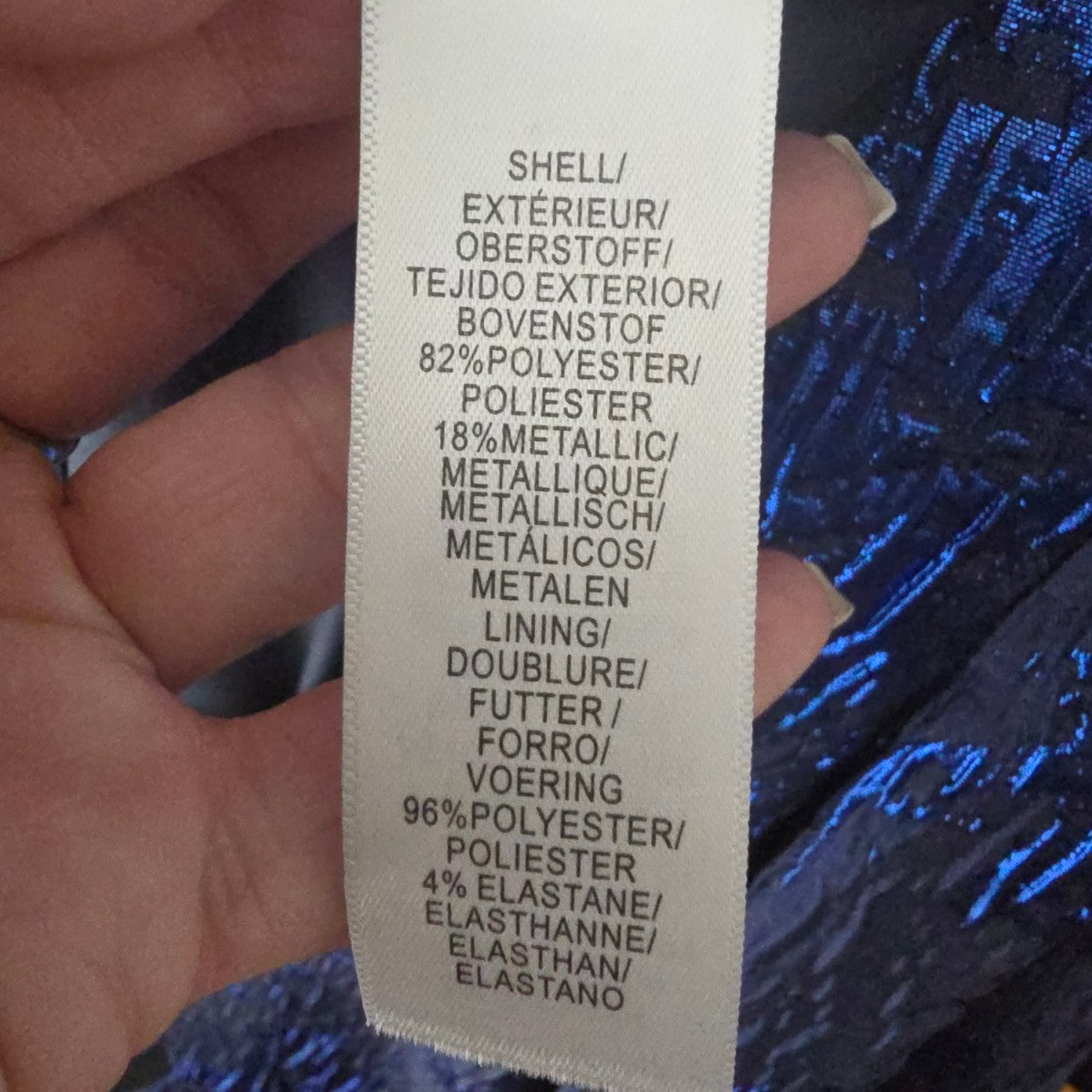 Aidan Mattox Black Navy Blue Metallic Fit & Flare Dress Size 0