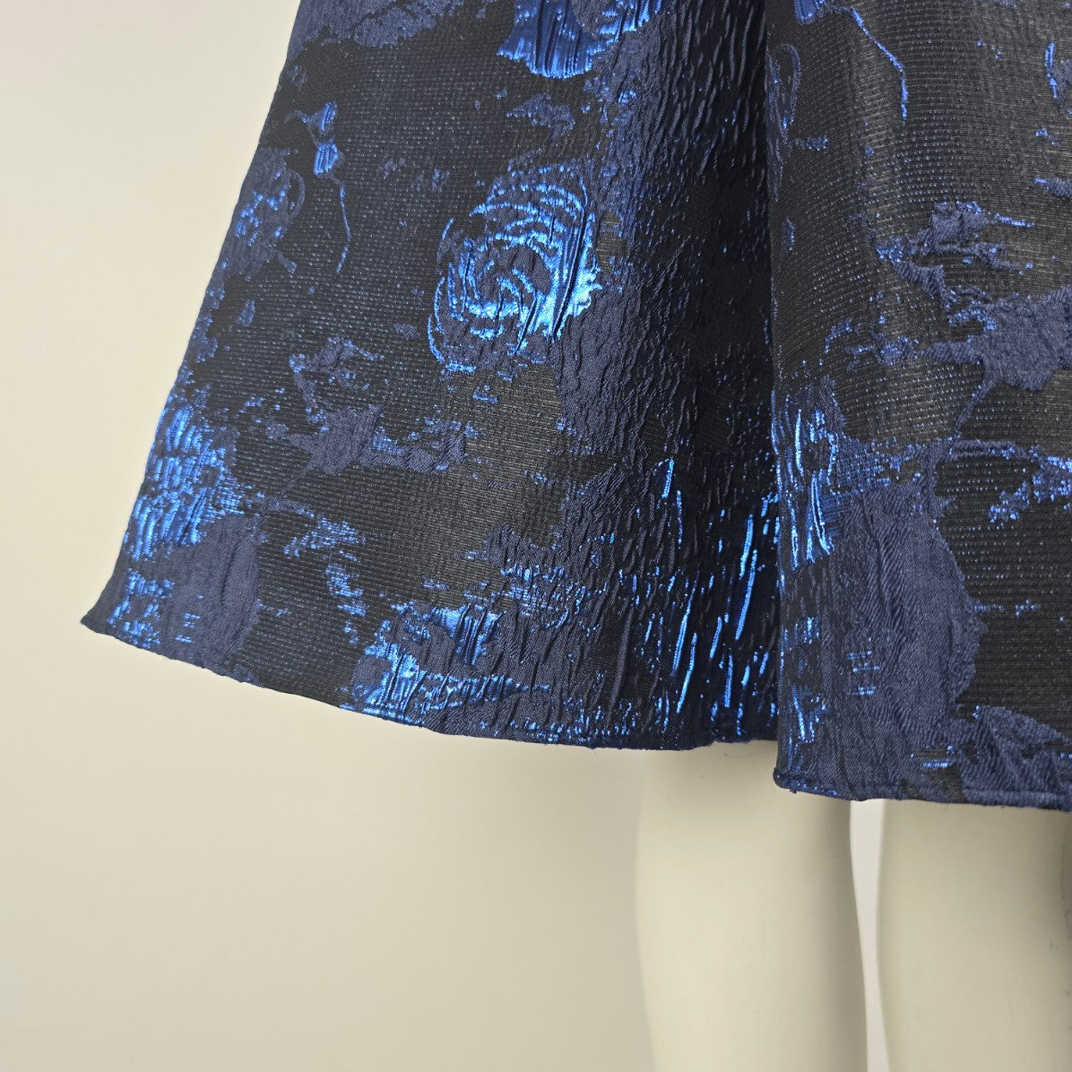 Aidan Mattox Black Navy Blue Metallic Fit & Flare Dress Size 0