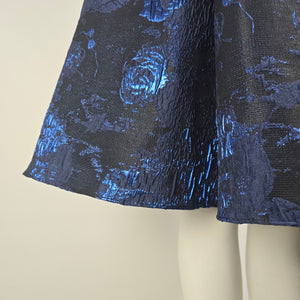 Aidan Mattox Black Navy Blue Metallic Fit & Flare Dress Size 0