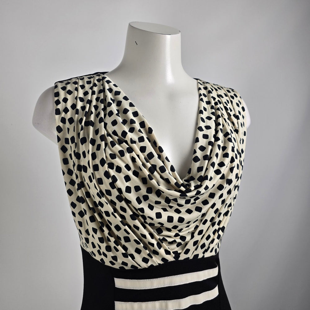 Quinze heures Paris Trente Black & Cream Sheath Dress Size M