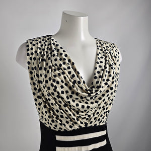 Quinze heures Paris Trente Black & Cream Sheath Dress Size M