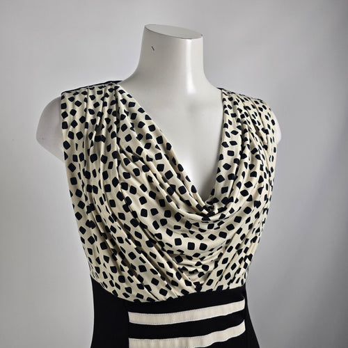 Quinze heures Paris Trente Black & Cream Sheath Dress Size M