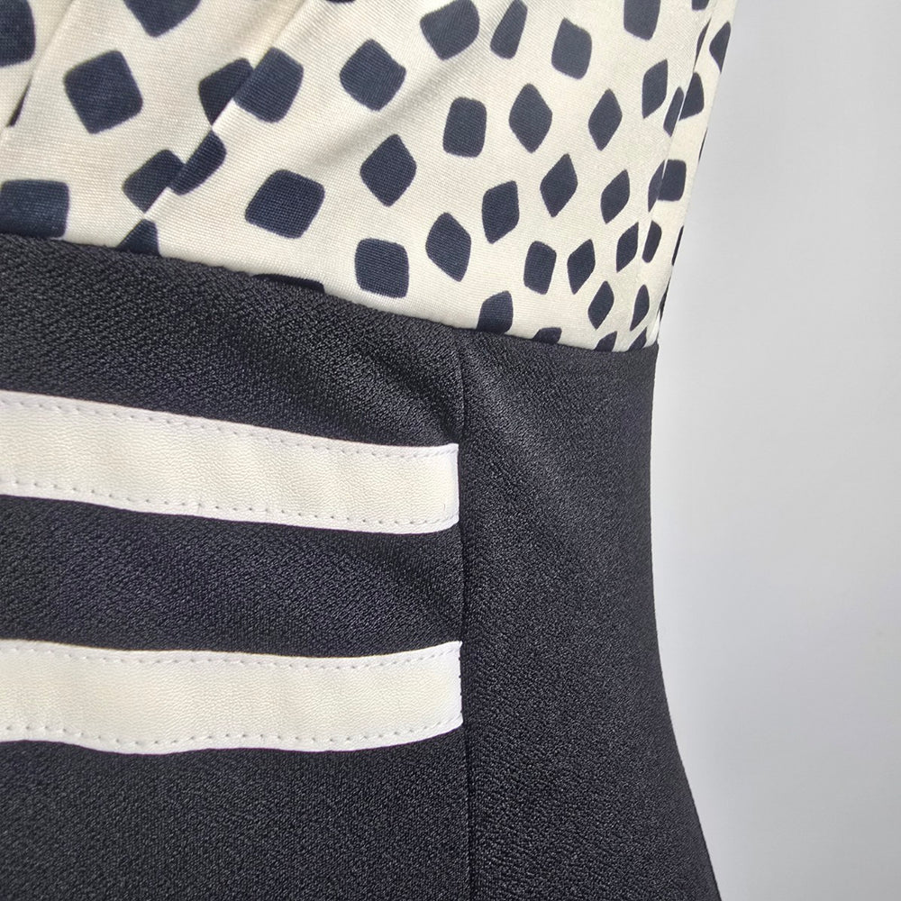 Quinze heures Paris Trente Black & Cream Sheath Dress Size M
