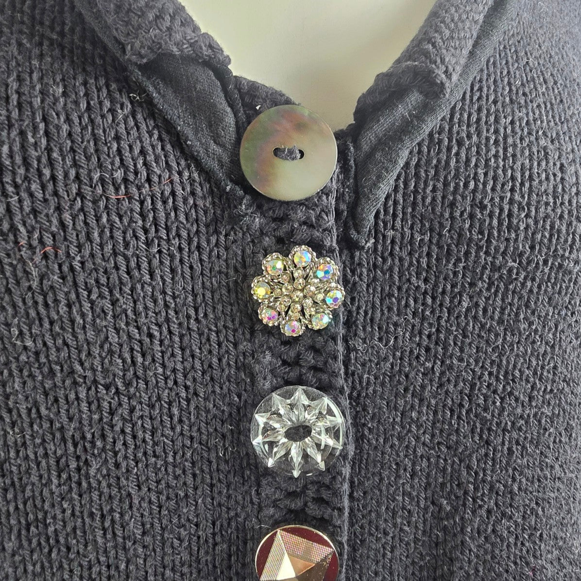 Pure Handknit Grey Button Front Cardigan Sweater Size M/L