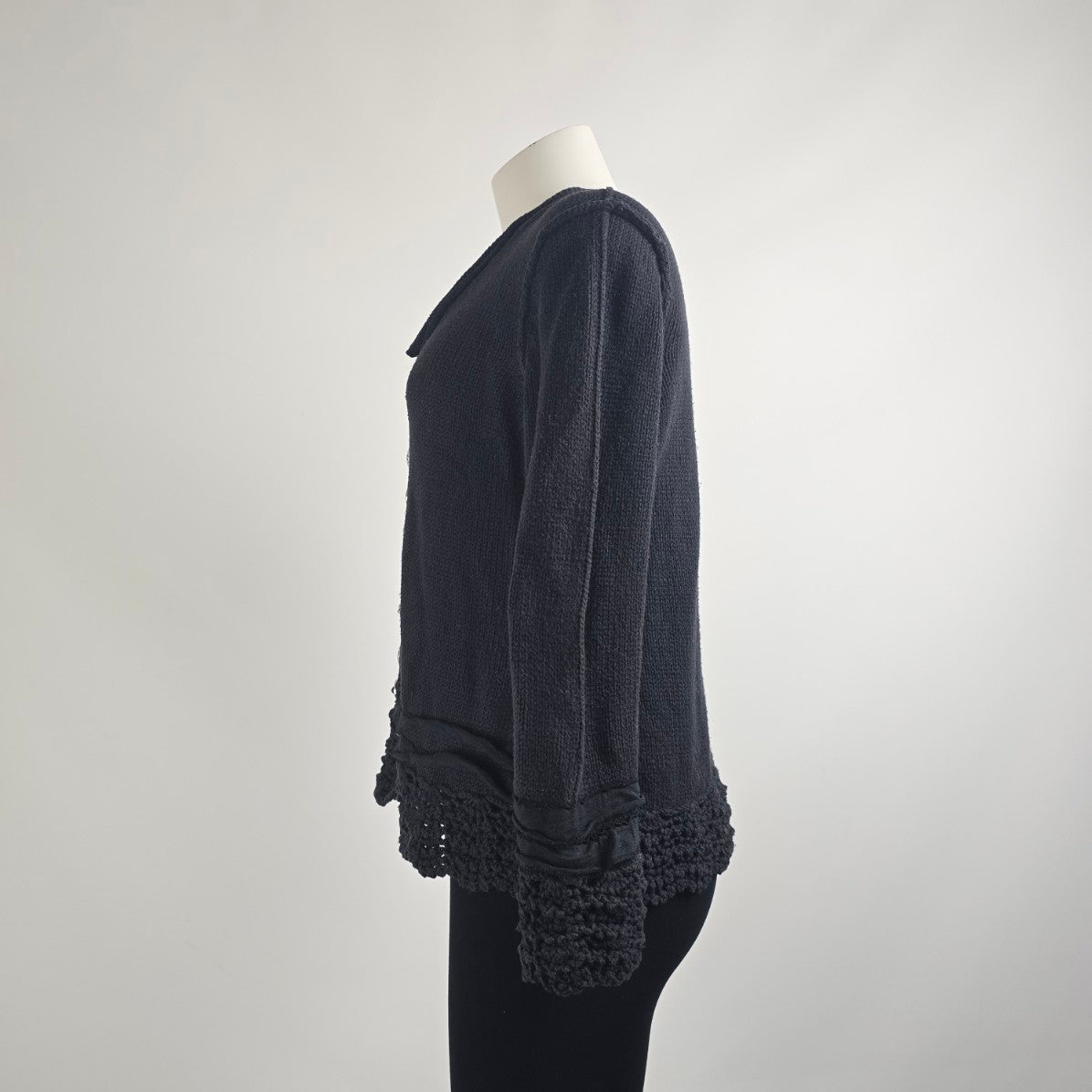 Pure Handknit Grey Button Front Cardigan Sweater Size M/L