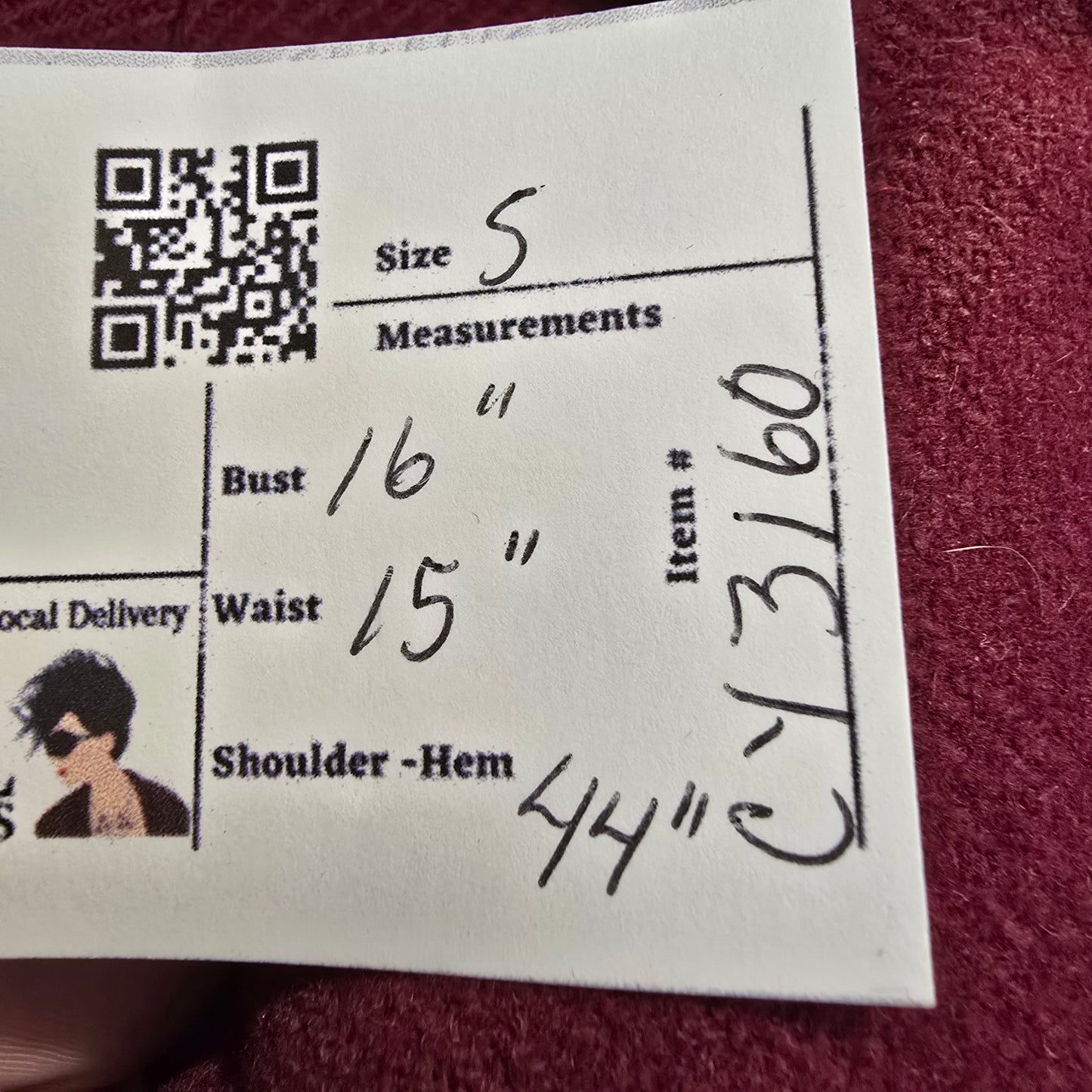 1940s Burgundy Wool Fur Trimmed Collar Button Up Coat Size S